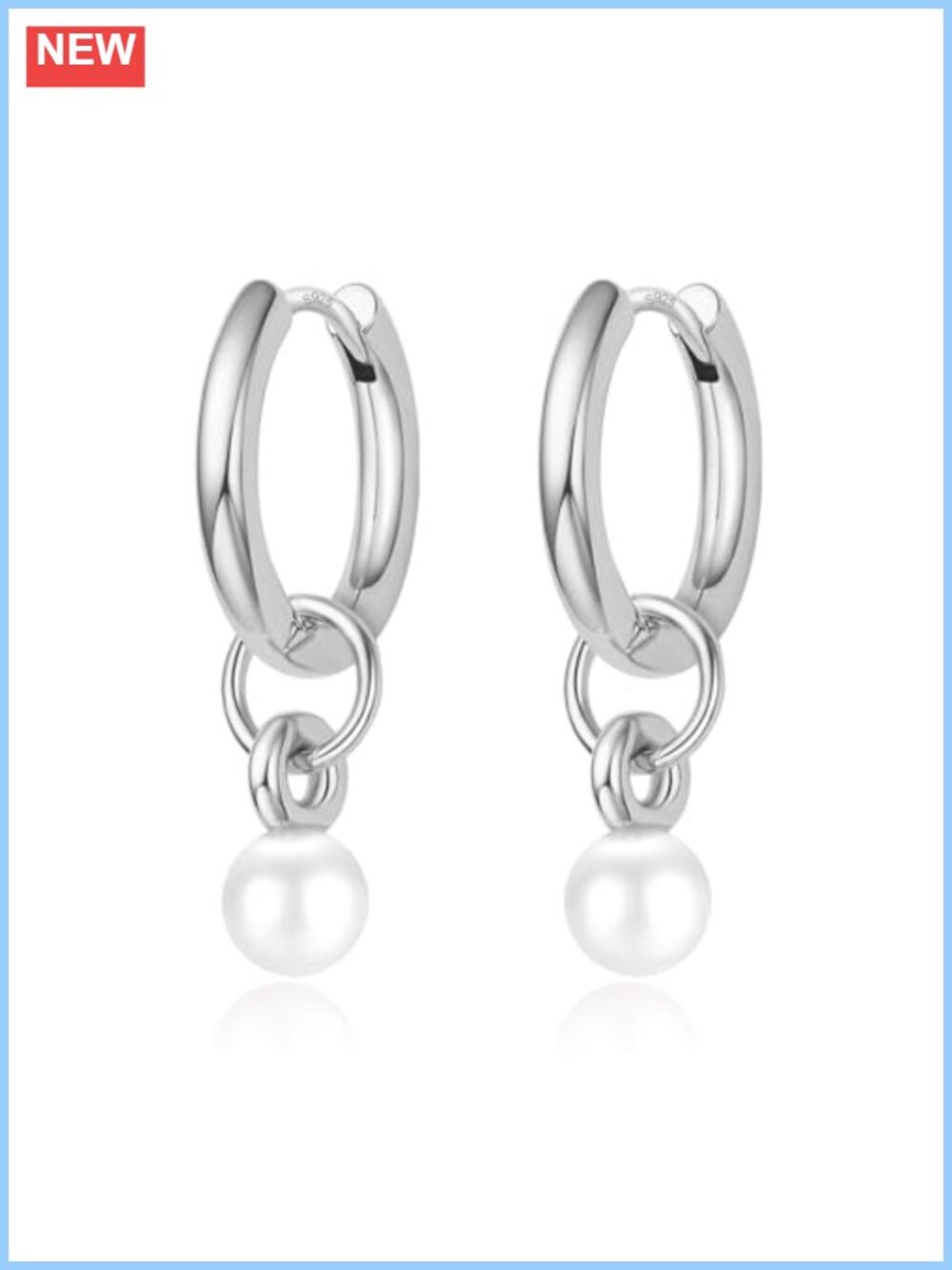 Small Sterling Silver Post Hoop Pearl Drop Dangle Earrings Women